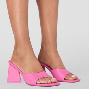 Billini " Honey " Heeled Mule Slide Sandals - Pink Size 8
